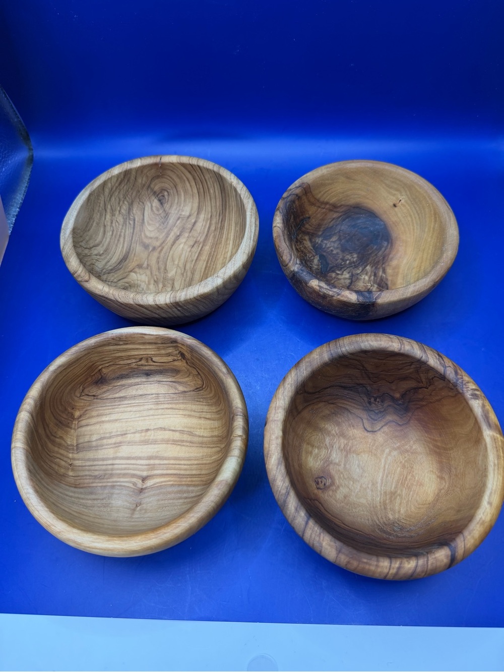 Set of 4 Handcrafted Olive Wood Bowls